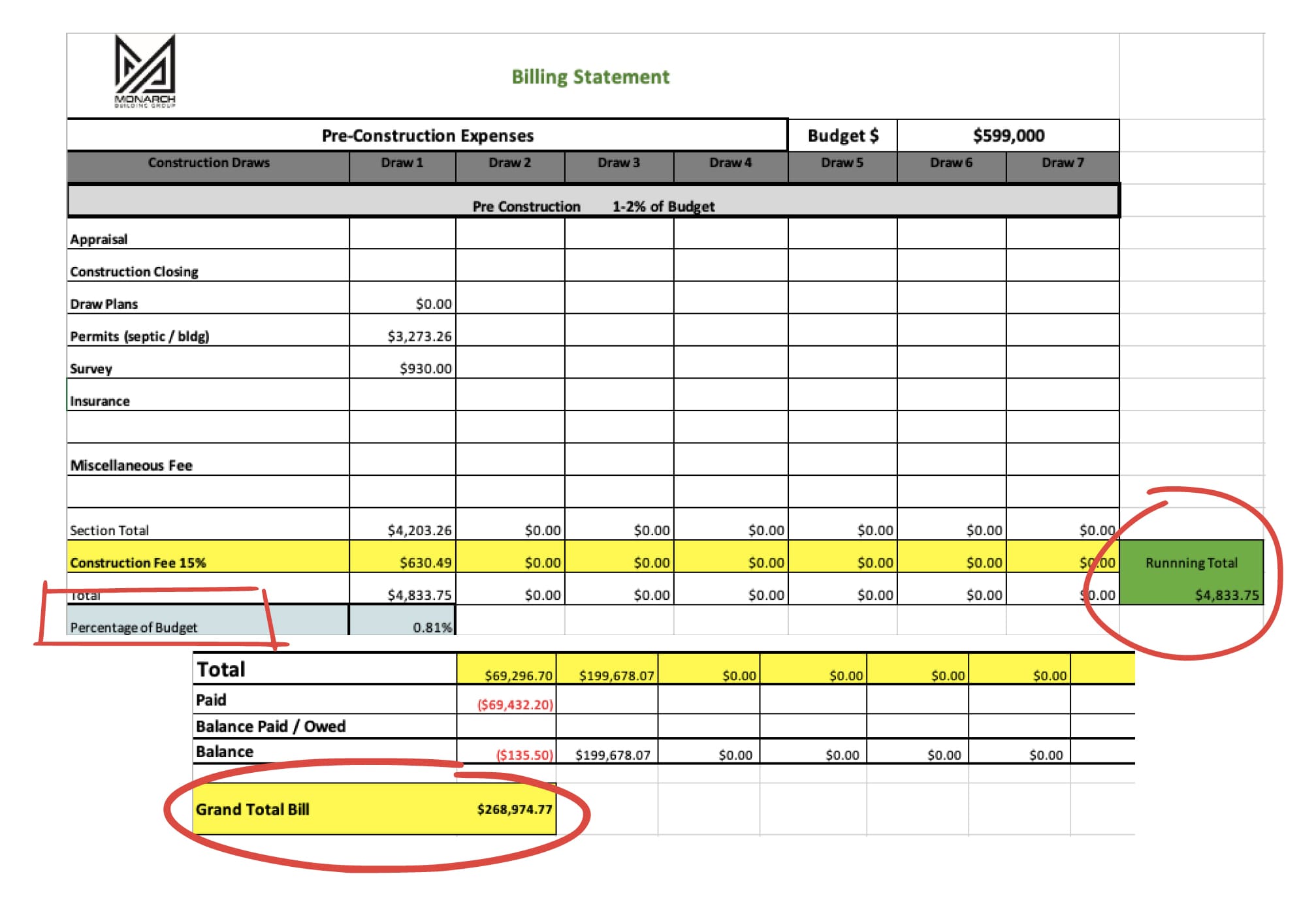 sample billing statement